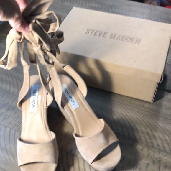Steve Madden Cork Platform Tieups for summerâand vacation Comfy & Sturdy InâBox - Picture 4 of 17